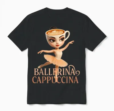Ballerina Cappuccino Brainrot Unisex T-Shirt - Black