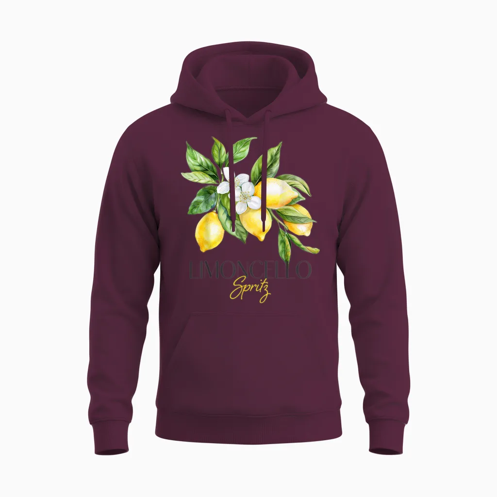 Limoncello Spritz Summer Aperitif Italian Lemon Liqueur Unisex Hoodie in Maroon