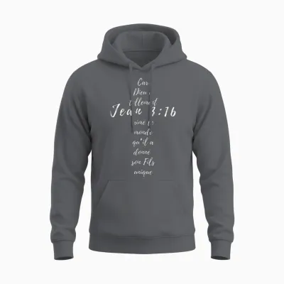 Jean 3 16 Croix Chrétienne Cadeaux Religion Verset Bible T-Shirt Haut De Gamme Unisex Hoodie - Charcoal