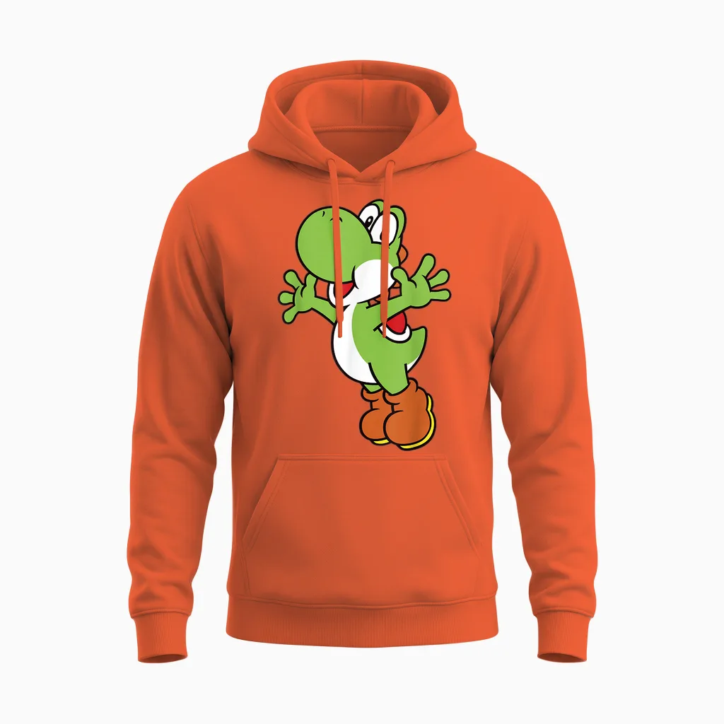 Super Mario Yoshi Classic Jump Portrait Unisex Hoodie in Orange