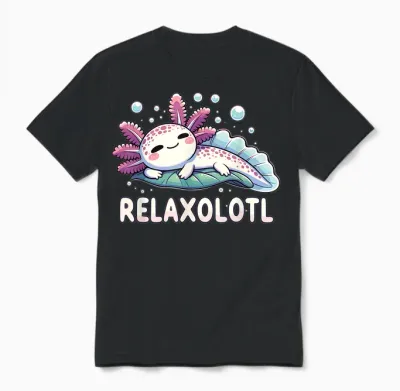 Relaxolotl Axolotl Lovers Cute Animals Relaxing Cute Axolotl T-Shirt, Black Unisex T-Shirt - Black