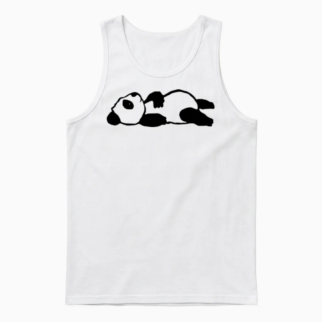 Cute Lying Panda Bear Wildlife Unisex Tank Top in White