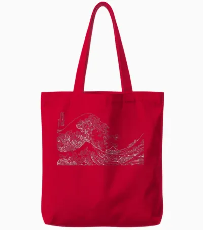 Japanese Wave Ocean Traditional Japan Men's Graphic Tote Bags - Red