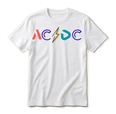Ac/dc Logo with Lightning Bolt on Men's Premium Unisex T-Shirt - White
