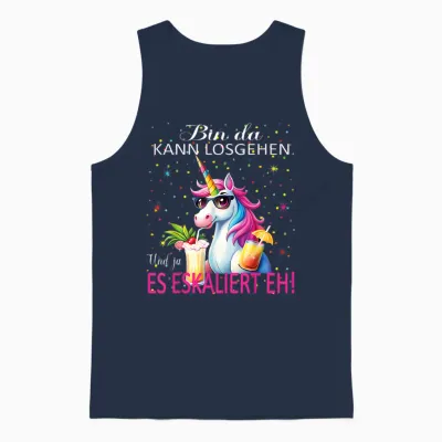 Unicorn Bin Da Kann Losgehen Und Ja Es Escaliert Eh Costume T-Shirt, Black, S Unisex Tank Top - Navy