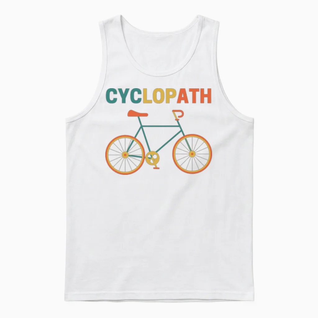 Funny Cyclopath Cycling Unisex Tank Top in White