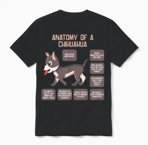 Definition Animal Pet Anatomy of Chihuahua Dog Unisex T-Shirt in Black