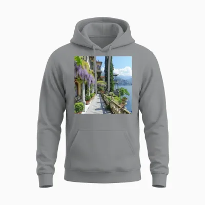 Lake Como with Wisteria Unisex Hoodie - Sport Grey