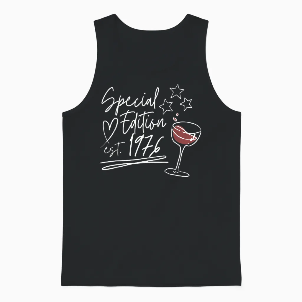Vintage 1976 Birthday Design Women Men Born 1976 Unisex Tank Top in Black