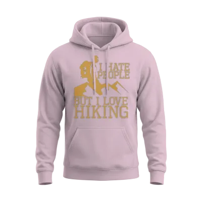 I Hate People but I Love Hiking Unisex Hoodie - Light Pink