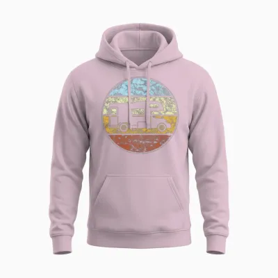 Camping Retro Unisex Hoodie - Light Pink