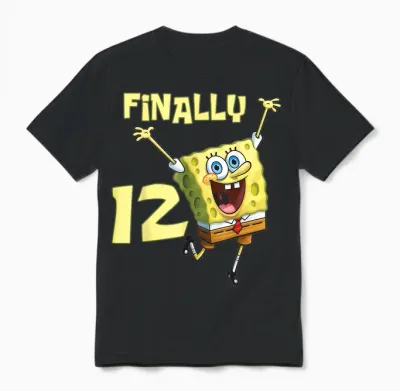 Mademark X Spongebob Squarepants - Original Spongebob Square Pants - 12th Birthday. Finally 12. Unisex T-Shirt - Black