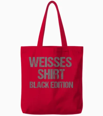 Funny Slogan White Shirt Black Edition T-Shirt, Black Tote Bags - Red