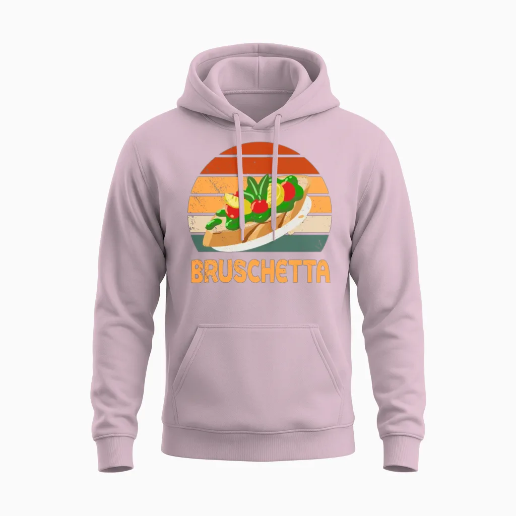 Retro Bruschetta Design Unisex Hoodie - Light Pink
