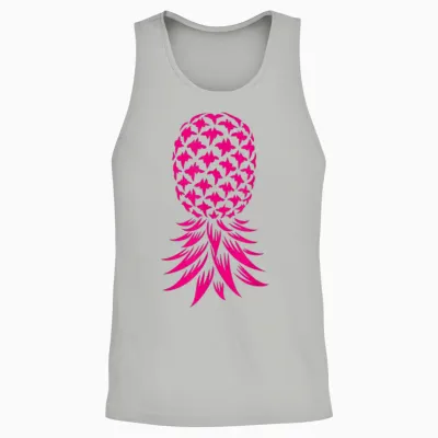 Rosa Umgedrehte Ananas Unisex Tank Top - Ash