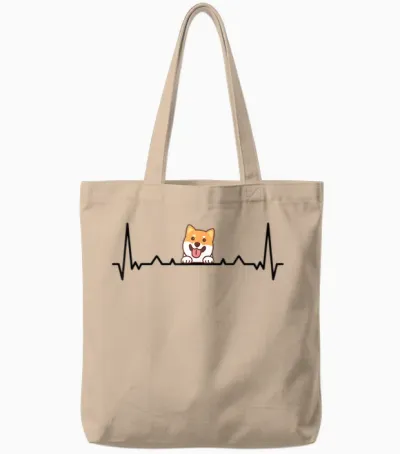 Shiba Inu Heartbeat Funny Shiba Inu Owner for Dog Lovers Tote Bags - Natural