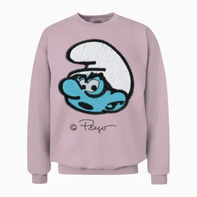 Smurfs Design with Brainy Smurf Unisex Sweatshirt - Light Pink