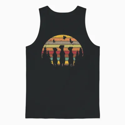 Meerkat Vintage Retro Unisex Tank Top - Black