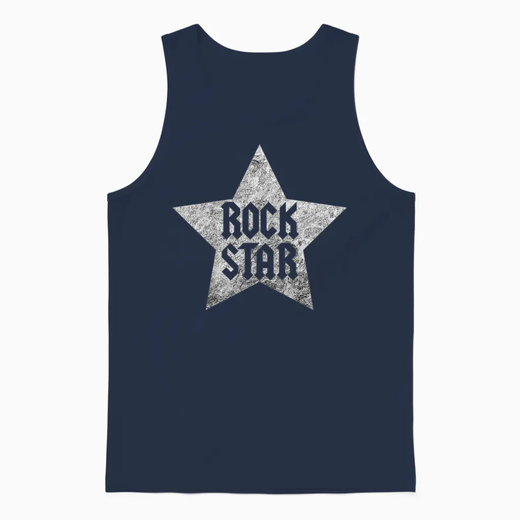 Kids Rock Star Rockstar Top for Boys and Girls, Rock 'n' Roll T-Shirt, Black, 2 Unisex Tank Top in Navy