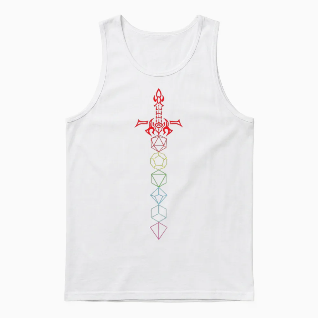 Dice Set Sword - Rpg Tabletop Games D20 Tabletop Unisex Tank Top in White