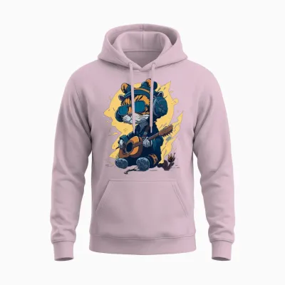 Fanny, Beautiful Tiger Design .cute Guitar Design Unisex Hoodie - Light Pink