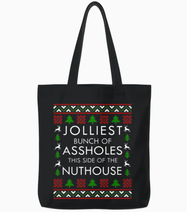 Jolliest Bunch of Assholes - Christmas Vacation Tote Bags in Black