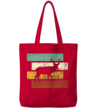 Deer Retro Tote Bags - Red