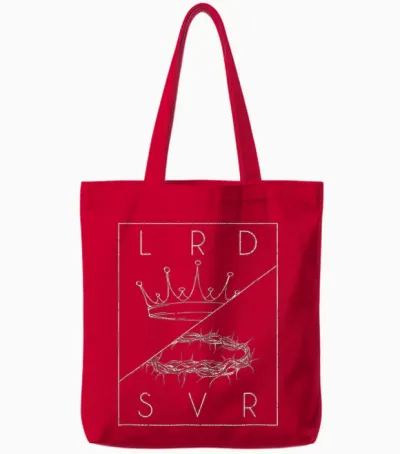 Vintage Retro Jesus Christian Lord & Savior Graphic Tote Bags - Red