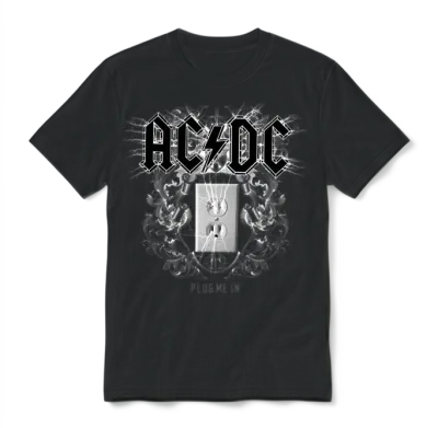Ac/dc Logo with Socket Plug Me in Videoalbum Unisex T-Shirt - Black