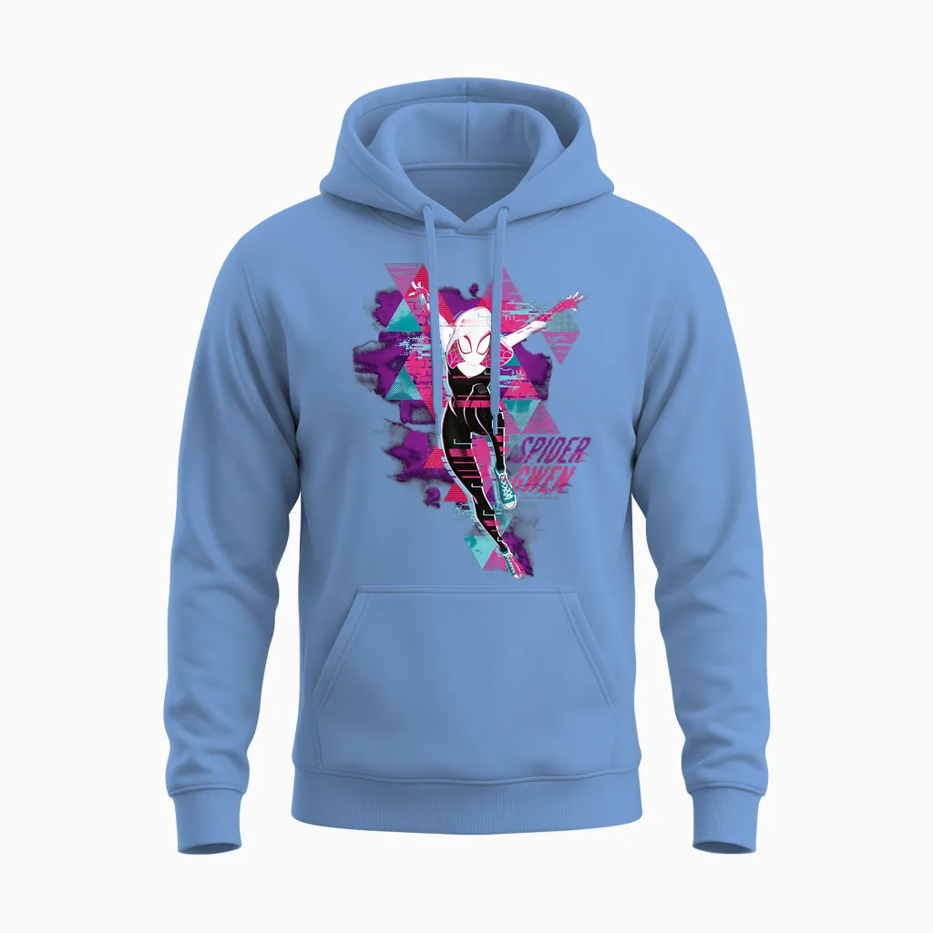 Marvel Spider-Man: Across the Spider-Verse Gwen Glitch T-Shirt, Black Unisex Hoodie in Carolina Blue
