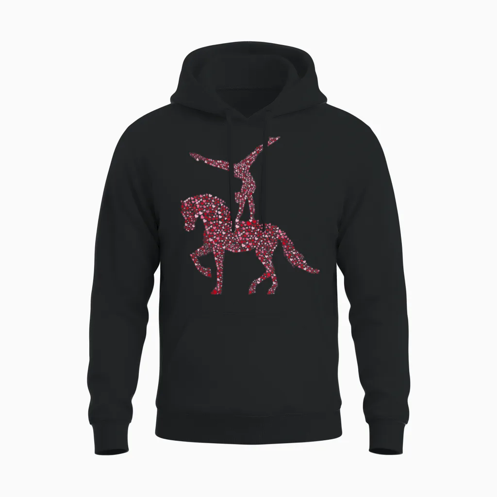 Voltigieren Volti Horse Girls' Rider Women's T-Shirt, White Unisex Hoodie in Black