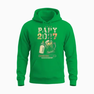Papy 2027 Chargement Futur Grand Père Annonce Bébé Unisex Hoodie - Irish Green
