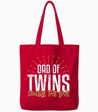 Twins Dad Tote Bags - Red
