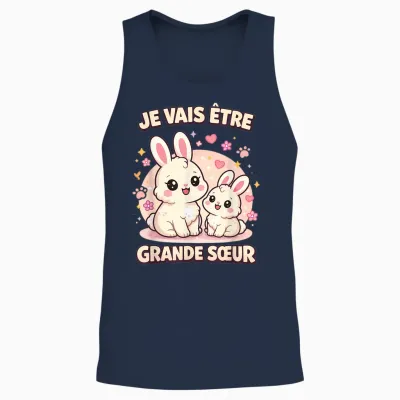 Je Vais être Grande Sœur Lapin Cadeau Annonce Grossesse Unisex Tank Top - Navy