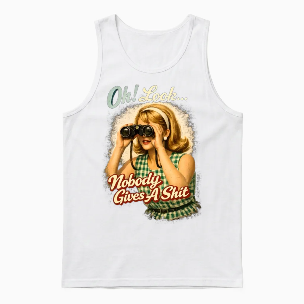 Retro Pinup Lookout Unisex Tank Top in White