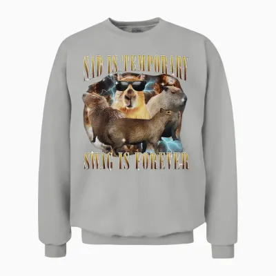 Traurig Ist Temporär Swag Is Forever Capybaras Vintage 90er Unisex Sweatshirt - Ash