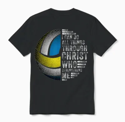 I Can Do All Things Through Volleyball Unisex T-Shirt - Black