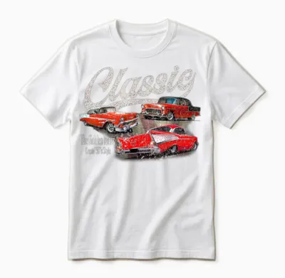 55 56 57 Chevys Bel Air Truck Trifive Vintage Cars Unisex T-Shirt - White