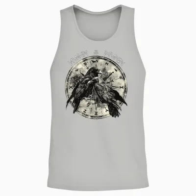 Hugin & Munin the Ravens Odins Viking Celts Valhalla Raven T-Shirt, Black Unisex Tank Top - Ash