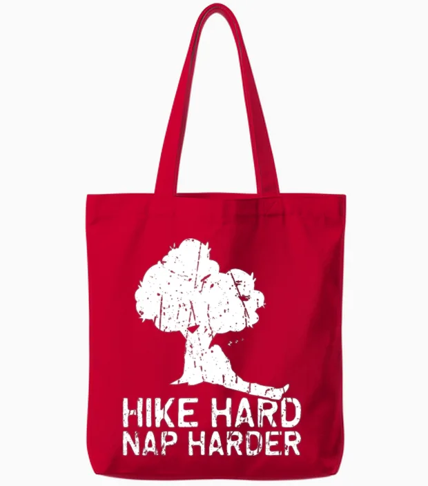 Hike Hard, Nap Harder - Hiking Tote Bags in Red