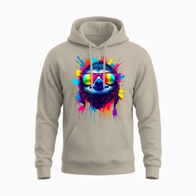 Faultier Bunt & Künstlerisch Pop Art, Faultier Mit Sonnenbrille Unisex Hoodie - Sand