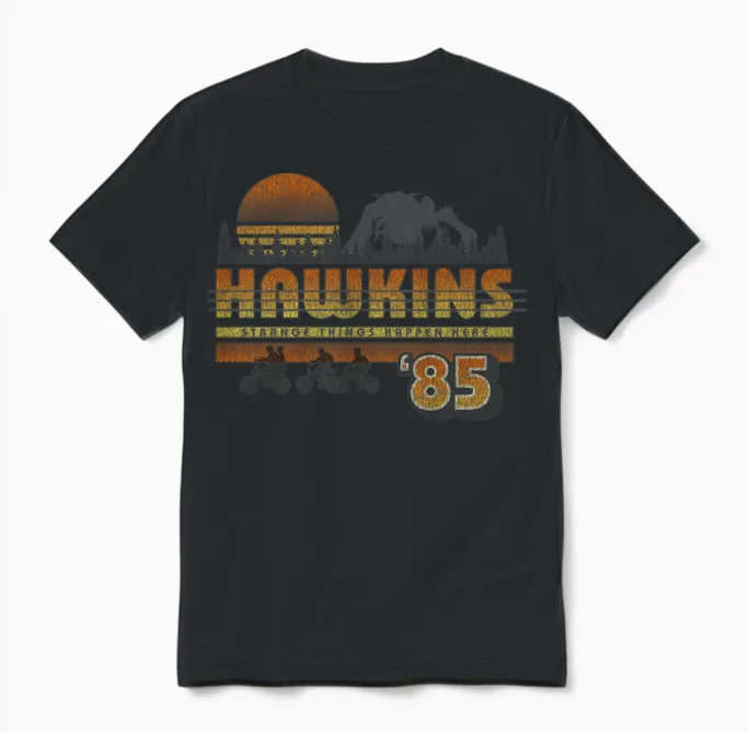 Netflix Stranger Things Hawkins Strange Things 85 Retro Unisex T-Shirt in Black
