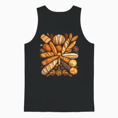 Artistic Arrangement of Bread Design Bakery Unisex Tank Top - Black