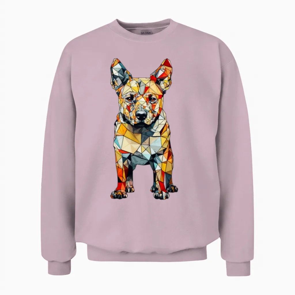 Geometric Dog Lovers Unisex Sweatshirt in Light Pink
