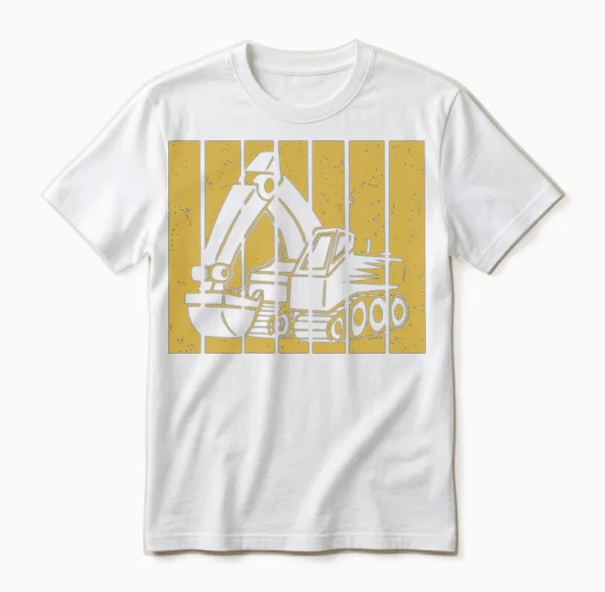 Excavator Gift Retro Sunset Summer & Beach Unisex T-Shirt - White
