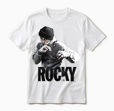 Rocky Shadow Boxing Portrait Logo Unisex T-Shirt - White