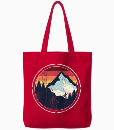 Retro Vintage Mountain Bike Tote Bags - Red