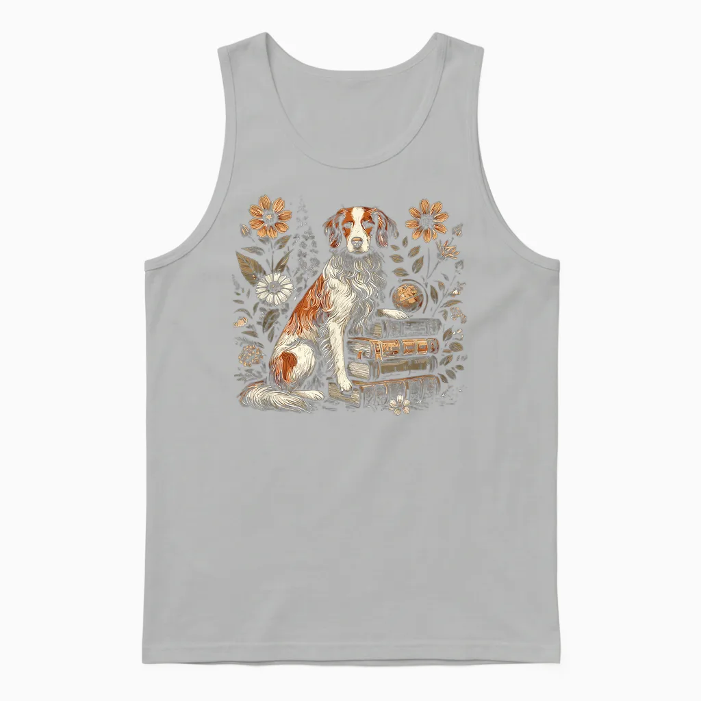 French Dog Breed - Breton Spaniel T-Shirt, Black, S Unisex Tank Top in Ash