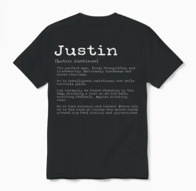 Funny Justin Names Definition Funny Justin Unisex T-Shirt - Black