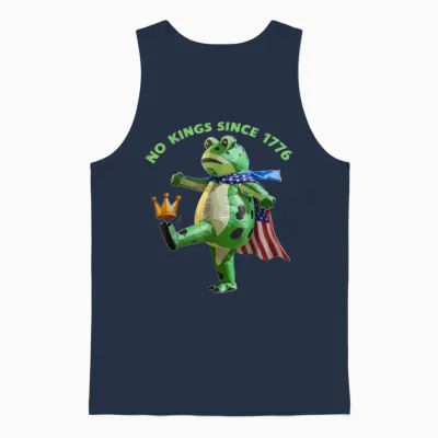 No Kings Since 1776 Portland Frog Kicking Crown Unisex Tank Top - Navy